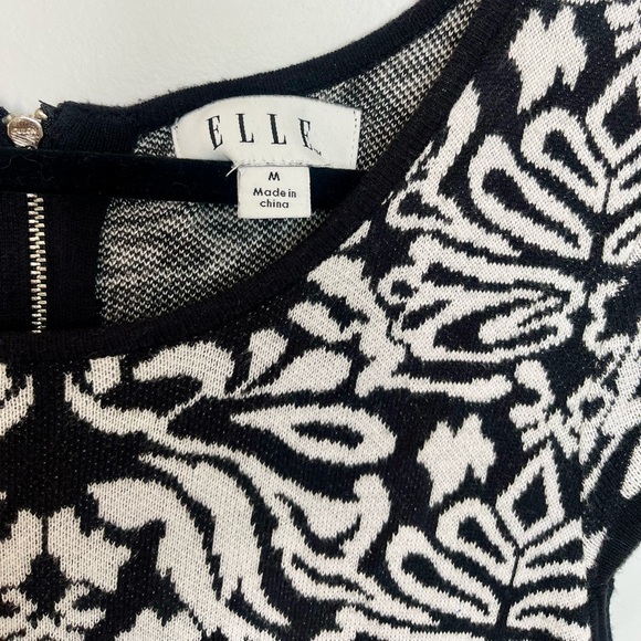 Elle • Women’s Black White Boho Abstract Cotton Fit & Flare Mini Dress M EUC - Picture 13 of 13